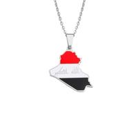 Hdyrpex Collana con ciondolo a forma di bandiera della Repubblica dell'Iraq, per donne e uomini, in acciaio inox