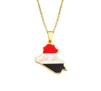Hdyrpex Collana con ciondolo a forma di bandiera della Repubblica dell'Iraq, per donne e uomini, in acciaio inox