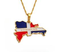Hdyrpex Collana con ciondolo a forma di bandiera dominicana, per uomo e donna, in acciaio inox, con mappa dei domenicani, gioielli con mappa dei