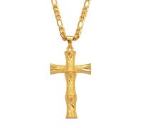 Hdyrpex Collana con ciondolo a forma di croce hawaiana in bambù, per donne e uomini, collana con ciondolo a forma di croce religiosa afric