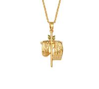 Hdyrpex Collana con ciondolo a forma di crocifisso con foglia e croce, per donne e uomini, collana in acciaio inox Mendaen Mandaeaism