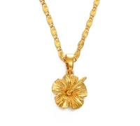Hdyrpex Collana con ciondolo a forma di fiore di ibisco hawaiano, per donne e uomini, maresciallese, Puerto Rico Guam, in acciaio inox