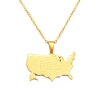 Hdyrpex Collana con ciondolo a forma di mappa americana con nome dello stato, per uomo e donna, in acciaio inox