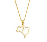 Hdyrpex Collana con ciondolo a forma di mappa del Brasile a forma di cuore, per donne e uomini, in acciaio inox