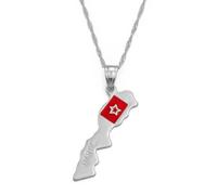 Hdyrpex Collana con ciondolo a forma di mappa del Regno del Marocco, per uomo e donna, in acciaio inox