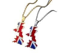 Hdyrpex Collana con ciondolo a forma di mappa del Regno Unito di Gran Bretagna e Irlanda del Nord, in acciaio inox, idea regalo