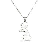 Hdyrpex Collana con ciondolo a forma di mappa del Regno Unito di Gran Bretagna e Irlanda del Nord, per uomo e donna, in acciaio inox