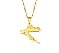 Hdyrpex Collana con ciondolo a forma di mappa della Croazia con nomi delle città, in acciaio inossidabile, gioiello patriottico croato, regalo per uomini e donne