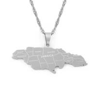 Hdyrpex Collana con ciondolo a forma di mappa della Giamaica con parrocchie, in acciaio inox, idea regalo per uomini e donne