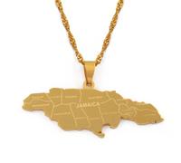 Hdyrpex Collana con ciondolo a forma di mappa della Giamaica con parrocchie, in acciaio inox, idea regalo per uomini e donne
