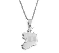 Hdyrpex Collana con ciondolo a forma di mappa della Repubblica d'Irlanda, per donne e uomini, in acciaio inox