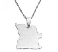Hdyrpex Collana con ciondolo a forma di mappa dell'Angola per donne e uomini, in acciaio inox, con mappe dei paesi africani dell'Angola