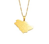 Hdyrpex Collana con ciondolo a forma di mappa dell'Arabia Saudita con nome delle città, per donne e uomini, in acciaio inox