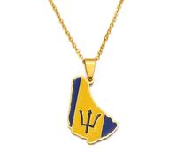 Hdyrpex Collana con ciondolo a forma di mappa delle Barbados, per donne e uomini, con mappe delle Barbados, Mar dei Caraibi, in acciaio inox
