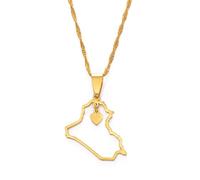 Hdyrpex Collana con ciondolo a forma di mappa dell'Iraq a forma di cuore dell'Iraq, per donne e uomini, in acciaio inox