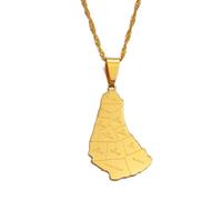 Hdyrpex Collana con ciondolo a forma di mappa dell'isola delle Barbados con parrocchie, in acciaio inox, gioiello per uomo e donna