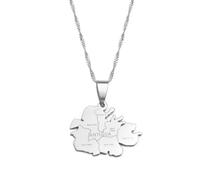 Hdyrpex Collana con ciondolo a forma di mappa dell'isola di Antigua con città, per uomo e donna, in acciaio inox