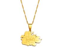 Hdyrpex Collana con ciondolo a forma di mappa dell'isola di Antigua con città, per uomo e donna, in acciaio inox