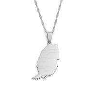 Hdyrpex Collana con ciondolo a forma di mappa dell'isola di Grenada con nome della città, per uomo e donna, in acciaio inox