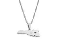 Hdyrpex Collana con ciondolo a forma di mappa dell'isola di Lampedusa, per donne e uomini, in acciaio inox