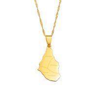 Hdyrpex Collana con ciondolo a forma di mappa dell'isola di Montserrat con parrocchie, in acciaio inossidabile, gioiello per uomo e donna