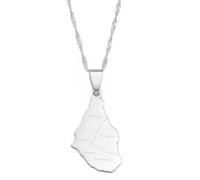 Hdyrpex Collana con ciondolo a forma di mappa dell'isola di Montserrat con parrocchie, in acciaio inossidabile, gioiello per uomo e donna