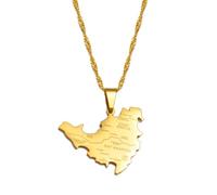 Hdyrpex Collana con ciondolo a forma di mappa dell'isola di Saint-Martin, per donne e uomini, in acciaio inox