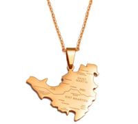 Hdyrpex Collana con ciondolo a forma di mappa dell'isola di Saint-Martin, per donne e uomini, in acciaio inox