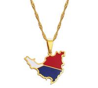 Hdyrpex Collana con ciondolo a forma di mappa dell'isola di Sint Maarten e Saint-Martin, per donne e uomini, in acciaio inox