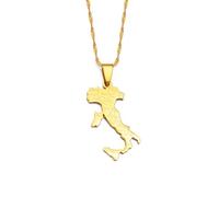 Hdyrpex Collana con ciondolo a forma di mappa dell'Italia con Sicilia e Sardegna insieme con nome della città, per donne e uomini, in acciaio inox