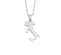 Hdyrpex Collana con ciondolo a forma di mappa dell'Italia con Sicilia e Sardegna insieme con nome della città, per donne e uomini, in acciaio inox