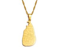 Hdyrpex Collana con ciondolo a forma di mappa dello Sri Lanka e nome della città, per donne e uomini, in acciaio inox