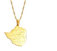 Hdyrpex Collana con ciondolo a forma di mappa dello Zimbabwe con province per uomo e donna, in acciaio inossidabile, gioiello con mappa del paese dello Zimbabwe