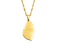 Hdyrpex Collana con ciondolo a forma di mappa di San Vincenzo e nome della città, per donne e uomini, in acciaio inox