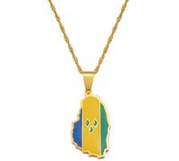 Hdyrpex Collana con ciondolo a forma di mappa di San Vincenzo per donne e uomini, con mappa di Saint Vincent, in acciaio inox