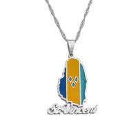 Hdyrpex Collana con ciondolo a forma di mappa di San Vincenzo per donne e uomini, in acciaio inox