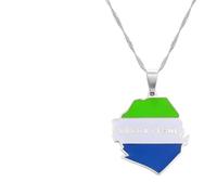 Hdyrpex Collana con ciondolo a forma di mappa e bandiera della Sierra Leone, in acciaio inossidabile, gioiello per uomo e donna