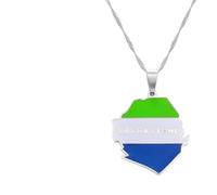 Hdyrpex Collana con ciondolo a forma di mappa e bandiera della Sierra Leone, in acciaio inossidabile, gioiello per uomo e donna