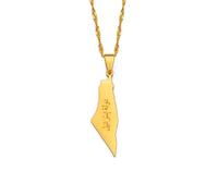 Hdyrpex Collana con ciondolo a forma di mappa israeliana araba ed ebraica, per collana israeliana in acciaio inox