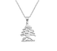 Hdyrpex Collana con ciondolo a forma di simbolo del cedro libano, per uomo e donna, in acciaio inox