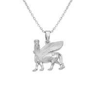 Hdyrpex Collana con ciondolo Ashur per uomo e donna, lama alato di toro lamassu è una collana assira in acciaio inossidabile con ciondolo