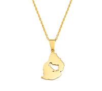 Hdyrpex Mauritius Map with Mauritius Duck ciondolo collana in acciaio inox Mauriziano Wildlife gioielli per uomo donna