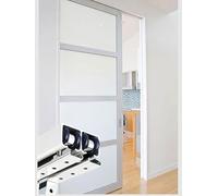 HDYZJQ Kit Binario per Porta Scorrevole Silenziosa in Alluminio, Hardware con Puleggia A Doppio Binario Montato sulla Parte Superiore(Silver,88in/223.5cm)