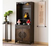 HDZNDH Altare Armadio Buddista Con Cassetto, Buddha Mensola Statua Stand Con Armadietto E LED Integrata, D'altare Buddha Mensola, Personale Santuario Altare Tavola E Temple Vetrina Forniture Buddiste