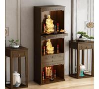 HDZNDH Buddha Mensola Statua Stand Con Ripiano E Cassetto, Altare Buddista Aperto A Tre Livelli E Liberamente Combinabile, Nicchia Buddista, Tavolo Da Tributo E Personale Santuario Altare Tavola