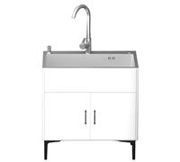 HDZNDH Lavandino da Esterno Nero/Bianco Lavello Cucina 1 Vasca Mobile da Esterno Lavandino Multiuso da appoggio con mobiletto Lavello da Cucina Portatile a Vasca Singola per Ristorante Commerciale