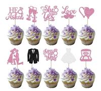 He Ask She Said Yes - Set di 30 decorazioni per torte con brillantini e diamanti