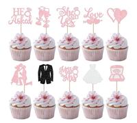 He Ask She Said Yes - Set di 30 decorazioni per torte con brillantini e diamanti