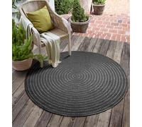 he carpet Santo Plus - Tappeto da esterno di alta qualità, adatto per soggiorno, camera da letto e terrazza, resistente alle intemperie, durevole e facile da pulire, Antracite, 120 cm rotondo