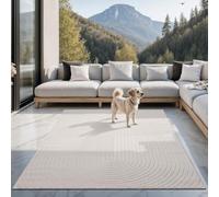 he carpet Santo Plus - Tappeto da esterno di alta qualità, adatto per soggiorno, camera da letto e terrazza, resistente alle intemperie, durevole e facile da pulire, Crema, 300 x 400 cm